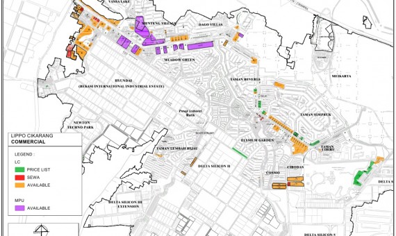 Tanah Kavling Komersial Lippo Cikarang Dijual, Lokasi di Pinggir Jalan Boulevar Thamrin Lippo Cikarang