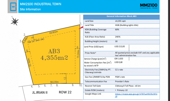 Dijual Tanah Industri HGB Mm2100 Cibitung, Deltamas, Ejip Cikarang