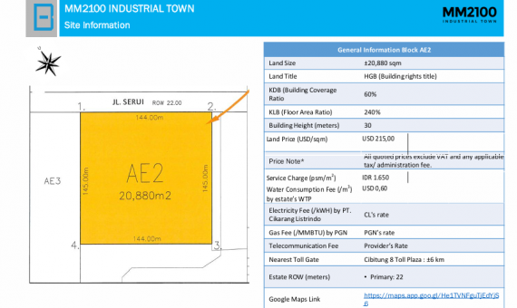 Dijual Tanah HGB Industri MM2100 Cibitung, Deltamas, Dkt Ejip Cikarang